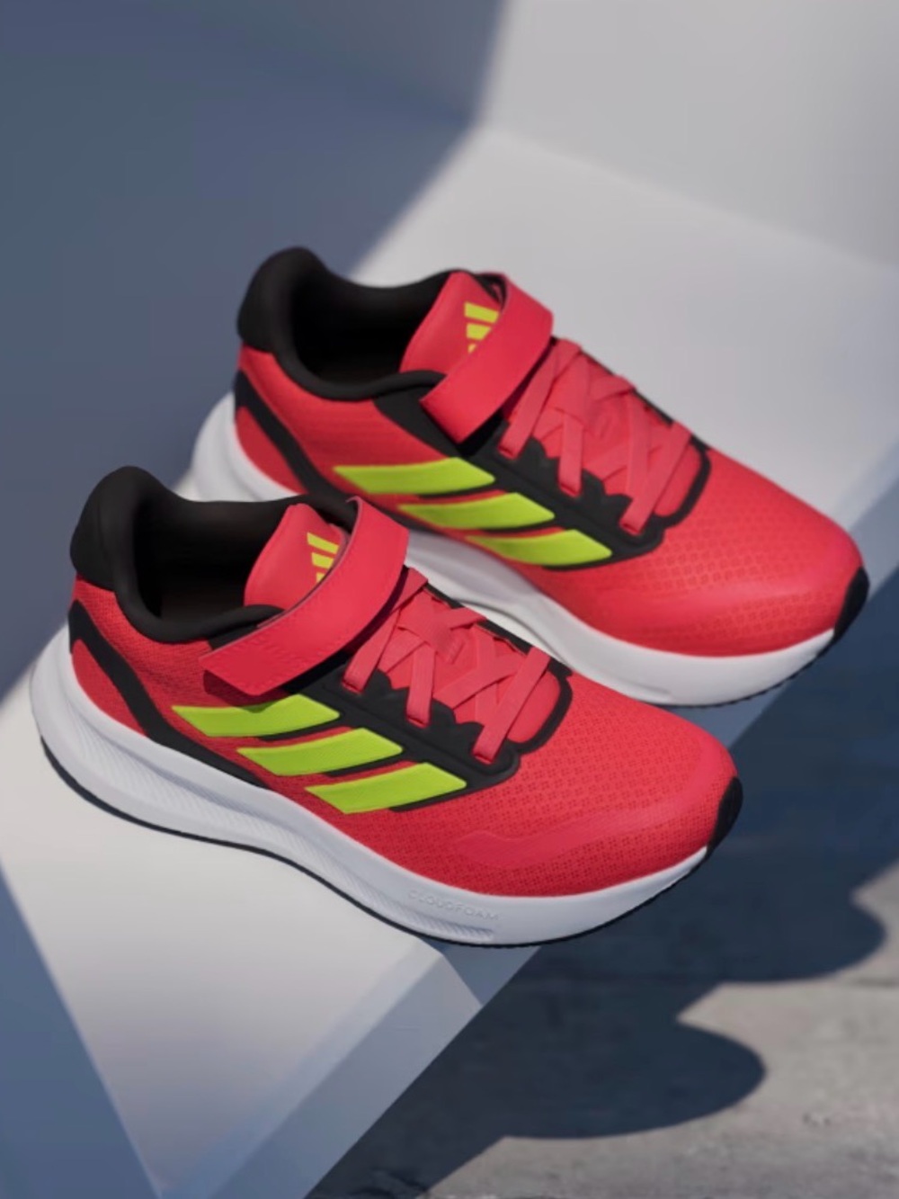 adidas Kids Sneakers in Red with Neon Yellow Accents